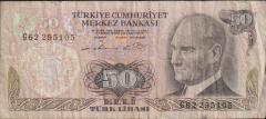 6.Emisyon 1.Tertip 50 Lira G62 295105 Temiz