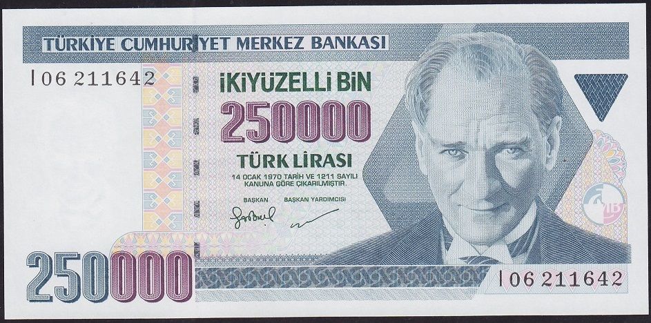 7.Emisyon 3.Tertip 250000 Lira I06 211642 Çil
