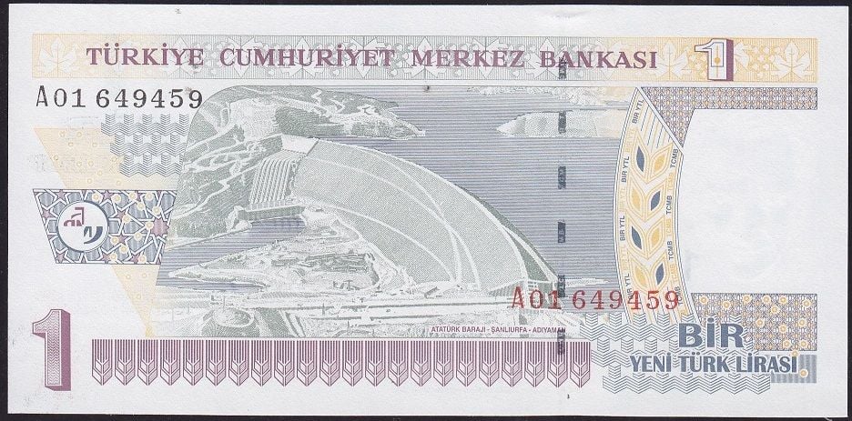 8.Emisyon 1 YTL A01 649459 Çilaltı Çil