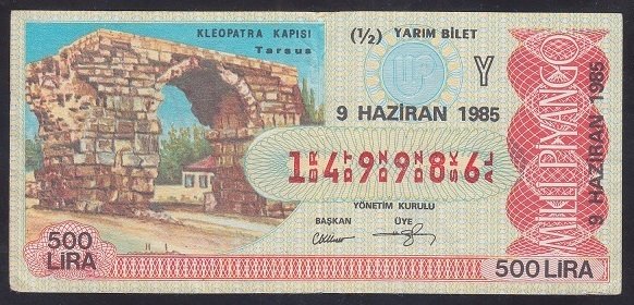 1985 9 HAZİRAN YARIM BİLET Y SERİSİ