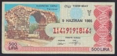 1985 9 HAZİRAN YARIM BİLET Y SERİSİ