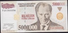 7.Emisyon 5 000 000 Lira F18 562254 Çok Çok Temiz