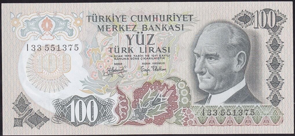 6.Emisyon 2.Tertip 100 Lira I33 551375 Çil