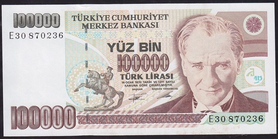 7.Emisyon 2.Tertip 100000 Lira E30 870236 Çil