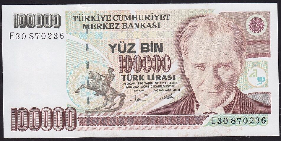 7.Emisyon 2.Tertip 100000 Lira E30 870236 Çil