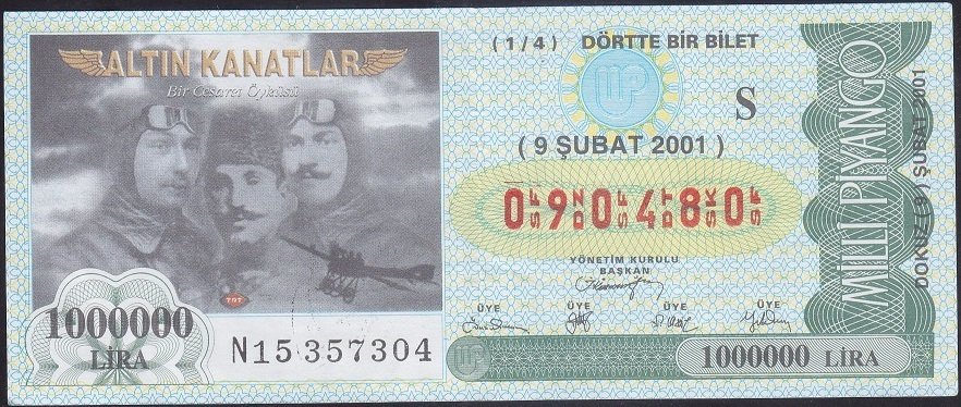 2001 9 ŞUBAT ÇEYREK BİLET - S SERİSİ