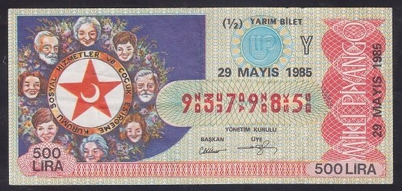 1985 29 MAYIS YARIM BİLET Y SERİSİ