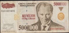 7.Emisyon 5 000 000 Lira K18 483401 Çok Temiz