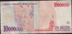 7.Emisyon 10 000 000 Lira B44 452982 Çok Temiz+