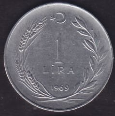 1969 Yılı 1 Lira Ters