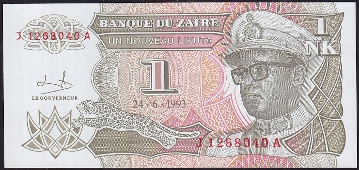 Zaire 1 Nouveau Likuta 1993 Çilaltı