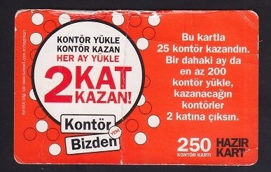 TURKCELL HAZIR KART 250 KONTÖR - KONTÖR BİZDEN- SKT 2007