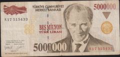 7.Emisyon 5 000 000 Lira K17 515433 Çok Temiz