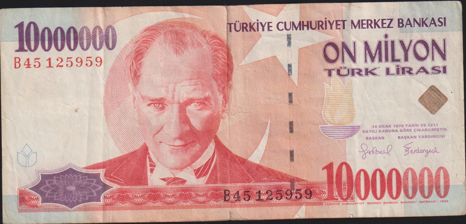 7.Emisyon 10 000 000 Lira B45 125959 Temiz