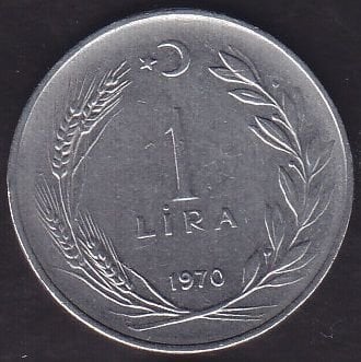1970 Yılı 1 Lira Ters