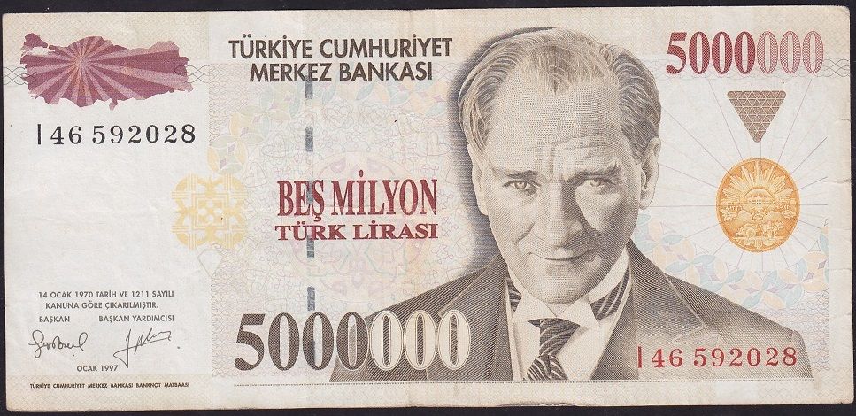 7.Emisyon 5 000 000 Lira I46 592028 Çok Temiz+