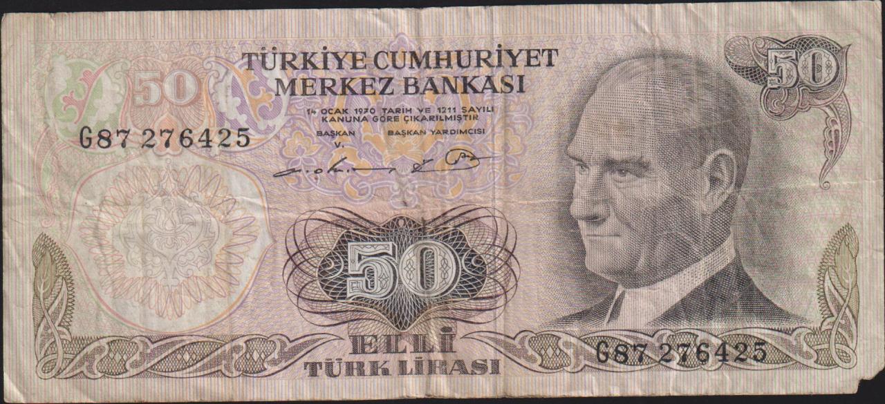 6.Emisyon 1.Tertip 50 Lira G87 276425 Haliyle