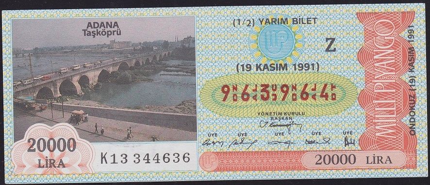 1991 19 Kasım Yarım Bilet - Z Serisi
