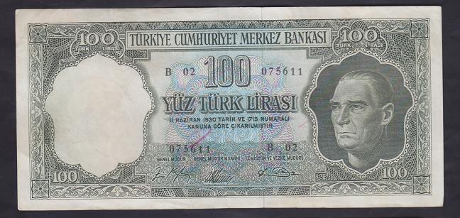 5.EMİSYON 5.TERTİP 100 LİRA B02 075611 ÇÇT