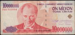 7.Emisyon 10 000 000 Lira B46 725094 Temiz+