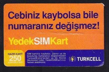 TURKCELL HAZIR KART 250 KONTÖR - YEDEK SİM KART - SKT 2008