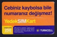 TURKCELL HAZIR KART 250 KONTÖR - YEDEK SİM KART - SKT 2008