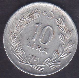 1981 Yılı 10 Lira Çok Temiz