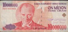 7.Emisyon 10 000 000 Lira B47 361861 Çok Temiz