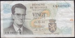 Belçika 20 Frank 1964 Çok Temiz