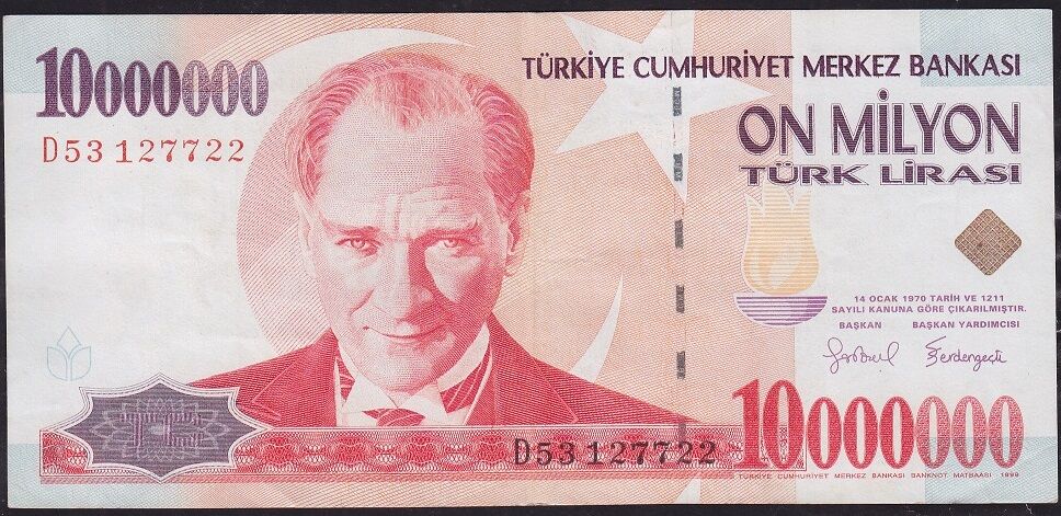 7.Emisyon 10 000 000 Lira D53 127722 Çok Çok Temiz