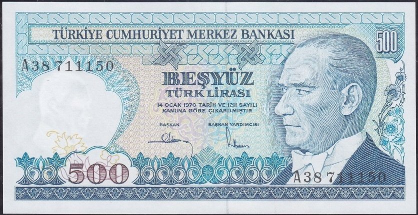 7.Emisyon 1.Tertip 500 Lira A38 711150 Çil