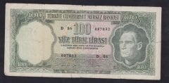 5.EMİSYON 6.TERTİP 100 LİRA D86 097032 TEMİZ (YIKAMA VAR)