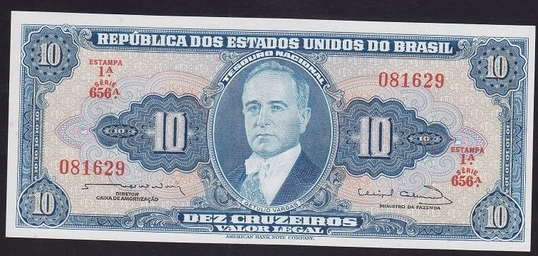 Brezilya 10 Cruzeiros 1961-1963 Çil Pick 167b