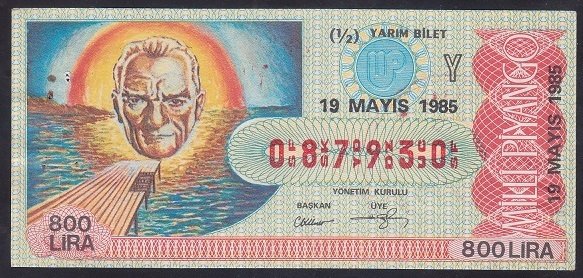 1985 19 MAYIS YARIM BİLET Y SERİSİ