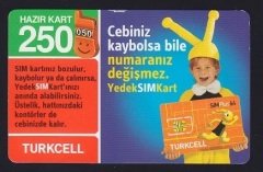 TURKCELL HAZIR KART 250 KONTÖR - YEDEK SİM KART - SKT 2009