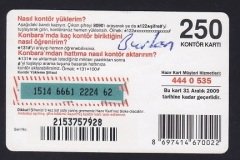 TURKCELL HAZIR KART 250 KONTÖR - YEDEK SİM KART - SKT 2009