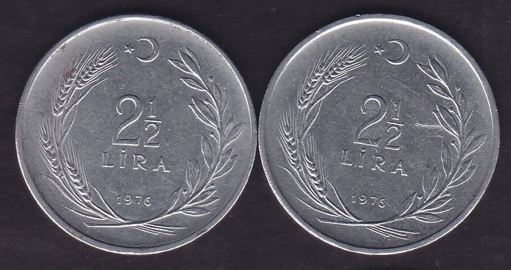 1976 Yılı 2.5 Lira (Ters Düz Takım)