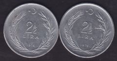 1976 Yılı 2.5 Lira (Ters Düz Takım)
