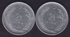 1976 Yılı 2.5 Lira (Ters Düz Takım)
