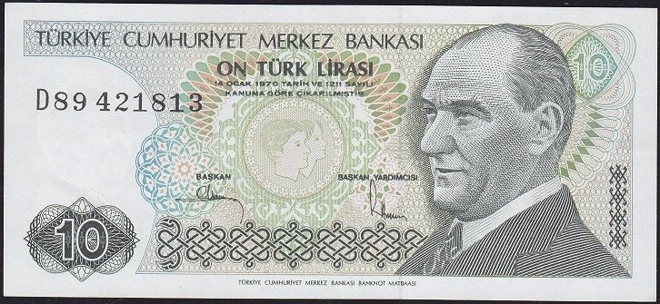 7.Emisyon 2.Tertip 10 Lira D89 421813 Çilaltı Çil