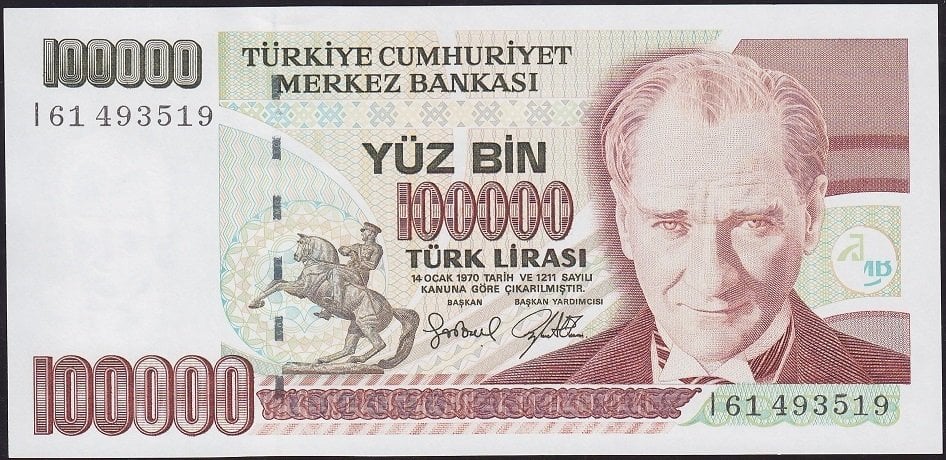 7.Emisyon 3.Tertip 100000 Lira I61 493519 Çilaltı Çil