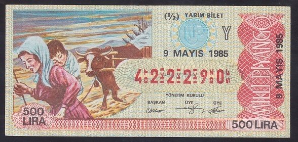 1985 9 MAYIS YARIM BİLET Y SERİSİ
