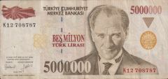 7.Emisyon 5 000 000 Lira K12 708787 Çok Temiz