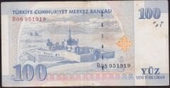 8.Emisyon 100 YTL B08 951919 Çok Temiz