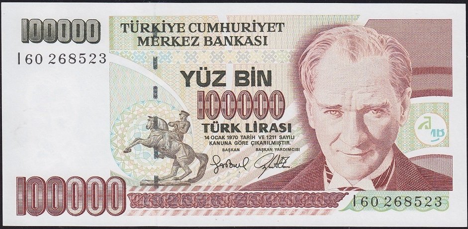 7.Emisyon 3.Tertip 100000 Lira I60 268523 Çilaltı Çil