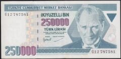 7.Emisyon 3.Tertip 250000 Lira G12 787581 Çok Çok Temiz+