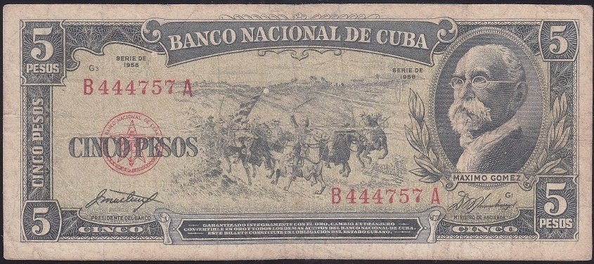 KÜBA 5 PESOS 1958 ÇOK TEMİZ