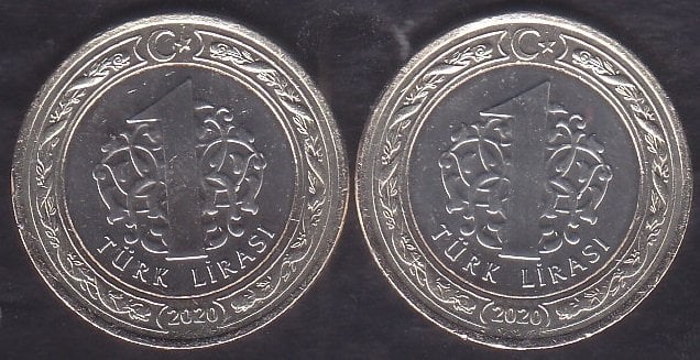 2020 Yılı 1 Lira Çil - Ters Düz Takım