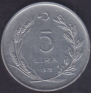 1975 Yılı 5 Lira Çok Temiz