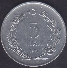 1975 Yılı 5 Lira Çok Temiz